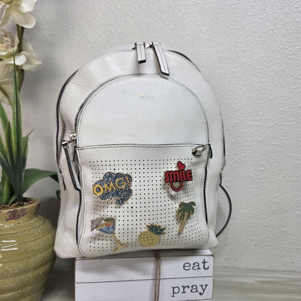 Henri Bendel White Backpack with Fun Pins